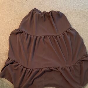 Tiered A-Line Midi Skirt in Chocolate Brown